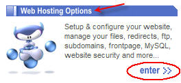 1. From the "Web Hosting Options"click "enter>>"