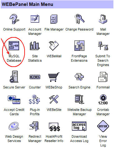 1. Click the icon "MySQL Database"
